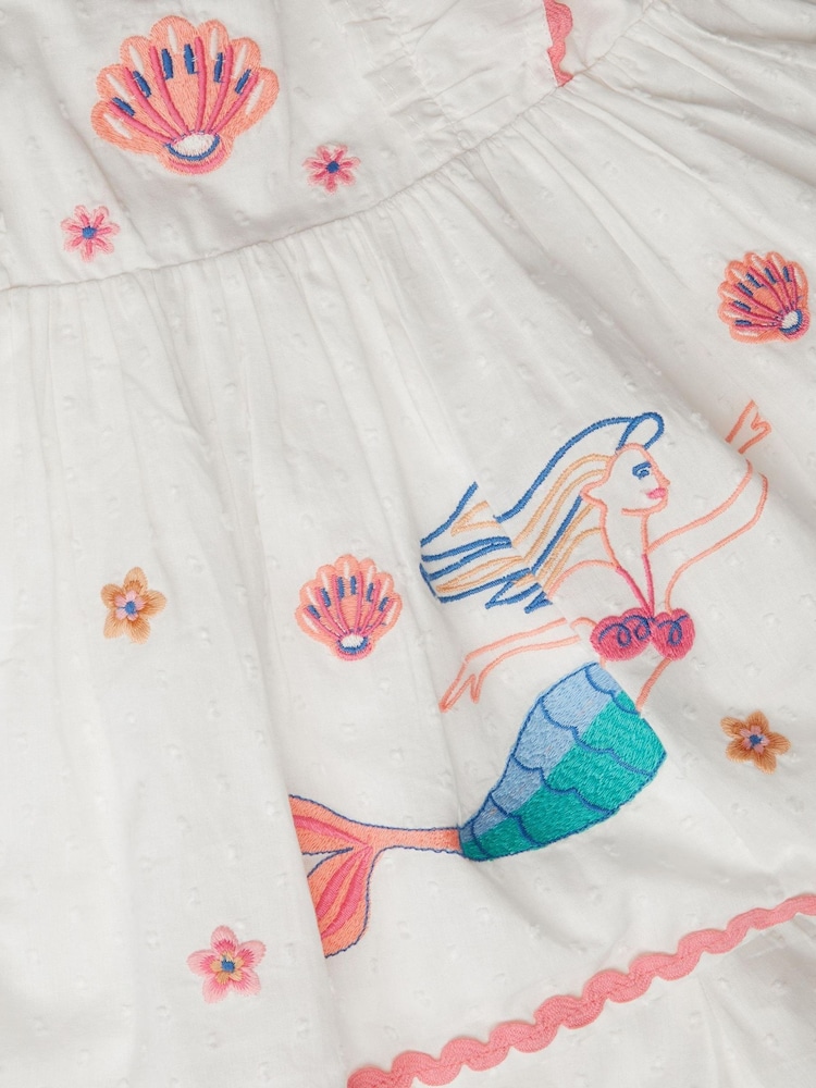 Monsoon Cream Baby Mermaid Embroidered Top & Shorts - Image 4 of 4