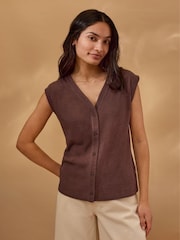Celtic & Co. Brown Button Through Top - Image 1 of 8