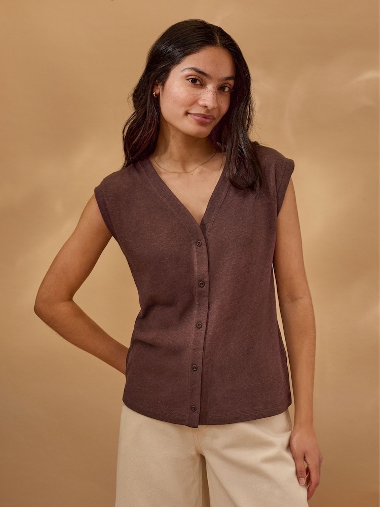 Celtic & Co. Brown Button Through Top - Image 1 of 8 Celtic & Co. Brown Button Through Top - Image 1 of 8