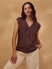Celtic & Co. Brown Button Through Top - Image 5 of 8