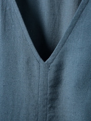 Celtic & Co. Blue Linen Blend Sleeveless V-Neck Maxi Swing Dress - Image 6 of 8