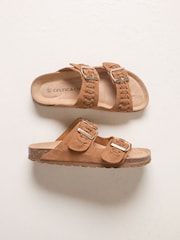 Celtic & Co. Brown Plait Detail Slides - Image 6 of 8
