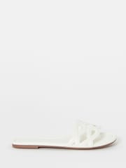 JD Williams White Wide Fit Padded Loop Mule Sandals - Image 2 of 4