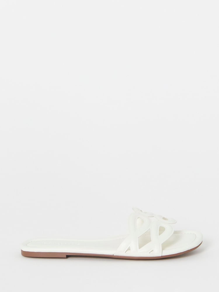 JD Williams White Wide Fit Padded Loop Mule Sandals - Image 2 of 4