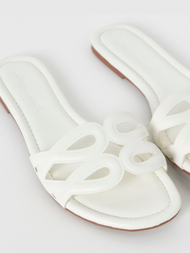 JD Williams White Wide Fit Padded Loop Mule Sandals - Image 4 of 4