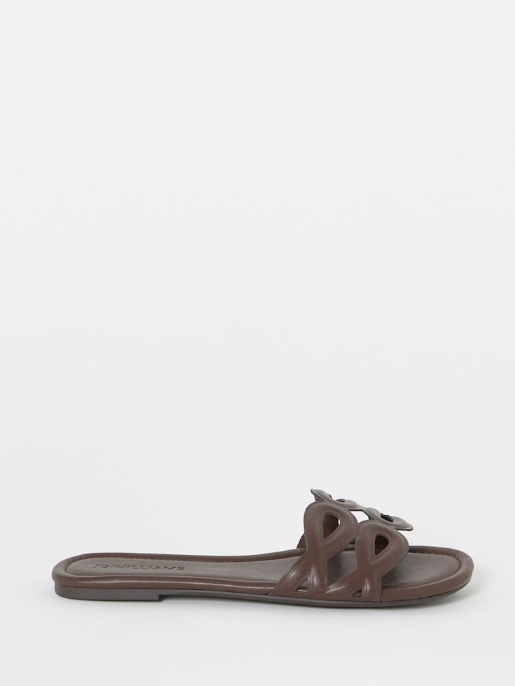 JD Williams Brown Extra Wide Fit Padded Loop Mule Sandals - Image 2 of 4