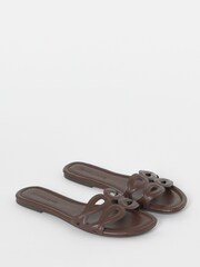 JD Williams Brown Wide Fit Padded Loop Mule Sandals - Image 3 of 4