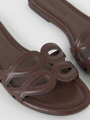 JD Williams Brown Wide Fit Padded Loop Mule Sandals - Image 4 of 4