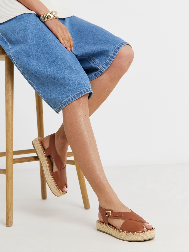 JD Williams Natural Wide Fit Peep Toe Espadrille Sandals - Image 1 of 4 JD Williams Natural Wide Fit Peep Toe Espadrille Sandals - Image 1 of 4