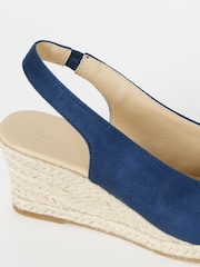 JD Williams Blue Wide Fit Peep Toe Slingback Espadrille Wedges - Image 4 of 4