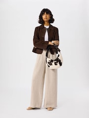 Whistles Cream Wide Leg Linen Trousers - Image 1 of 5