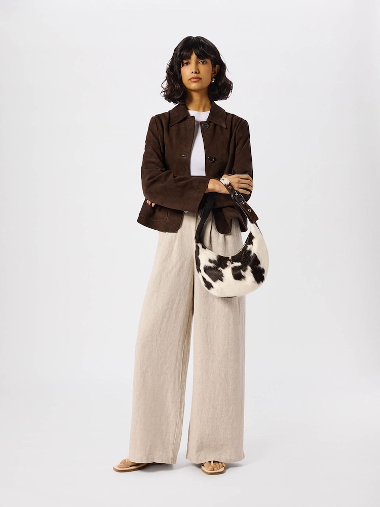 Whistles Cream Wide Leg Linen Trousers - Image 1 of 5