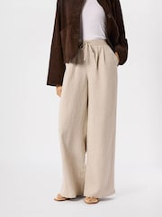Whistles Cream Wide Leg Linen Trousers - Image 2 of 5