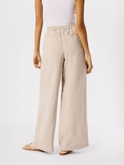 Whistles Cream Wide Leg Linen Trousers - Image 3 of 5