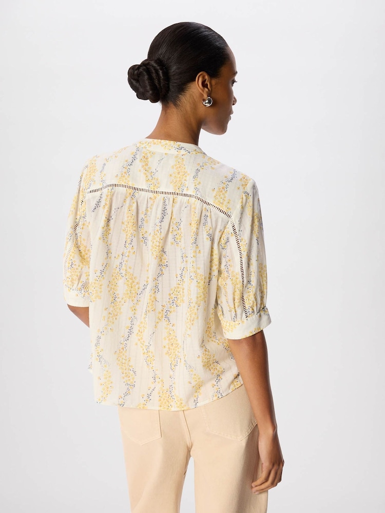 Whistles Yellow Ditsy Stem Textured Shirt - Image 2 of 5