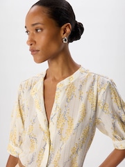 Whistles Yellow Ditsy Stem Textured Shirt - Image 3 of 5