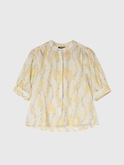 Whistles Yellow Ditsy Stem Textured Shirt - Image 5 of 5