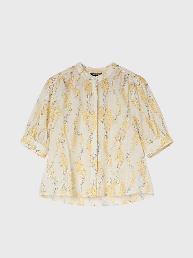 Whistles Yellow Ditsy Stem Textured Shirt - Image 5 of 5