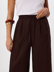 Whistles Brown Petite Wide Leg Linen Trousers - Image 3 of 5