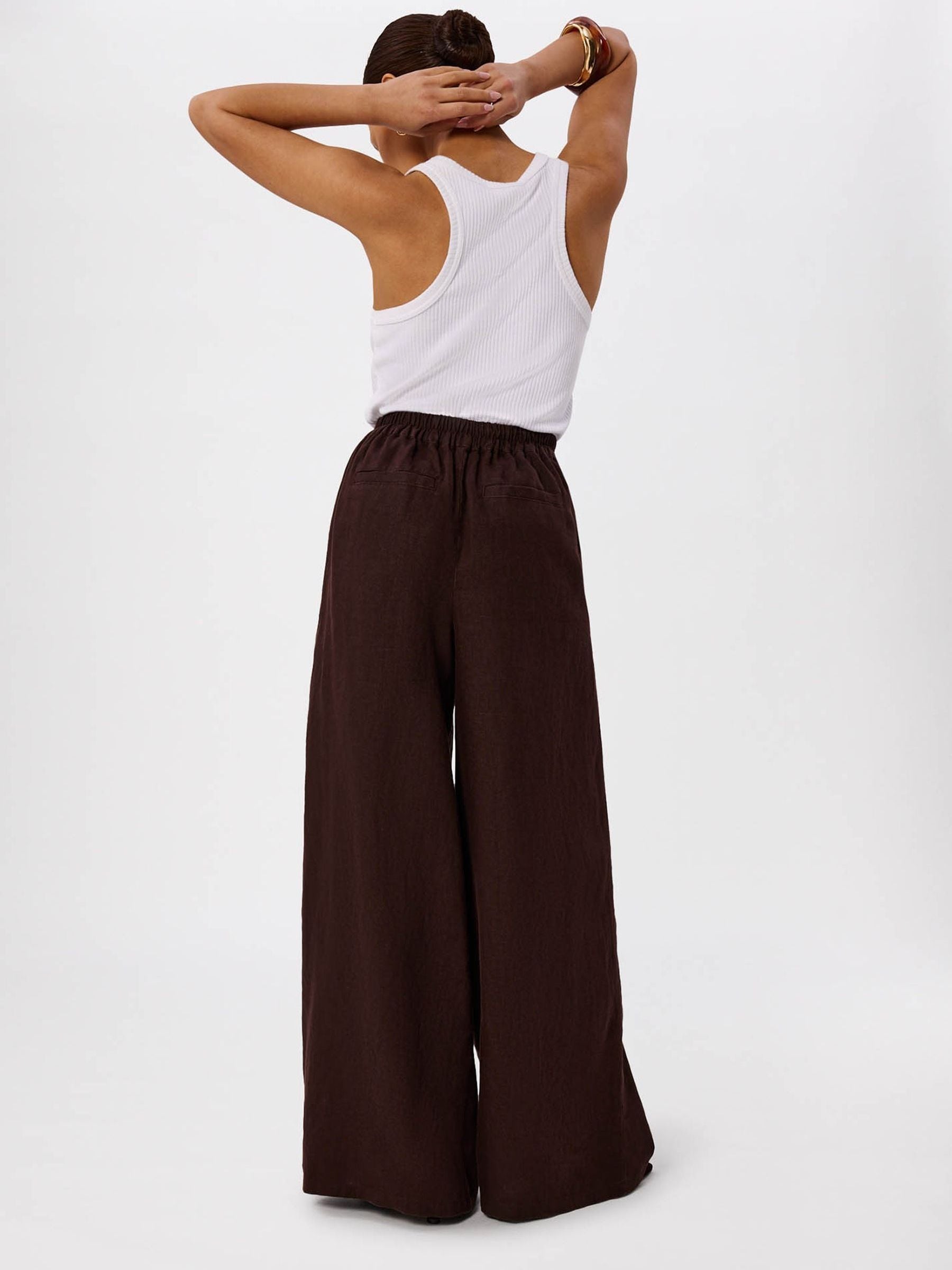 Buy Whistles Brown Petite Wide Leg Linen Trousers from the Next UK