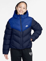 Nike Obsidian Navy Colour Block Puffer Jacket - Image 1 of 7