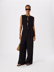 Whistles Black Tie Front Beach Top - Image 2 of 4