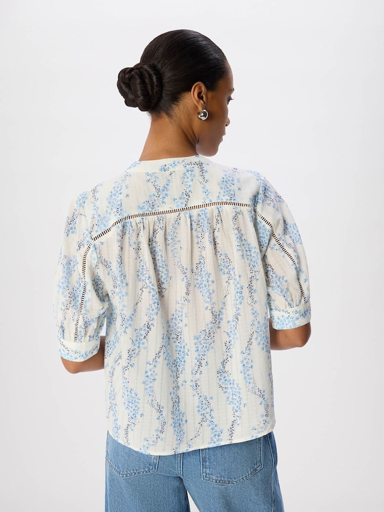 Whistles Blue Ditsy Stem Textured Shirt - Image 2 of 5