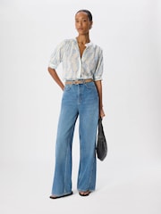 Whistles Blue Ditsy Stem Textured Shirt - Image 4 of 5