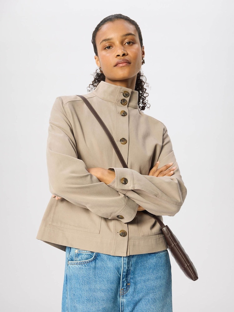 Whistles Nude Funnel Neck Cotton Jacket - Image 1 of 5 Whistles Nude Funnel Neck Cotton Jacket - Image 1 of 5