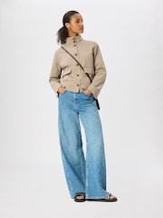 Whistles Nude Funnel Neck Cotton Jacket - Image 3 of 5
