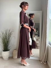 Style Cheat Contrast Daphne Belted Shirt Dress - Larawan 3 ng 4