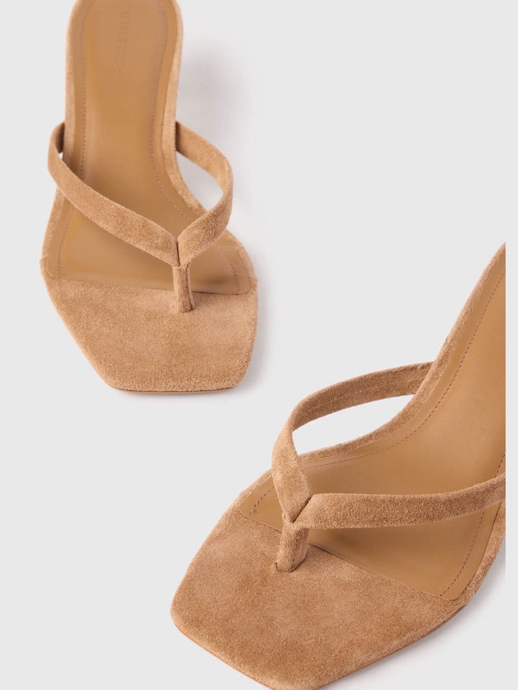 Whistles Nude Suede Toe Post Kitten Sandals - Image 3 of 3
