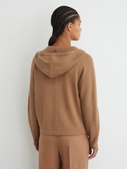 Reiss Camel Evie Wool-Blend Zip-Through Hoodie with Cashmere - Image 5 of 6