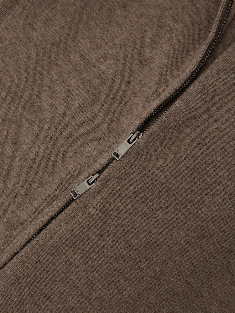 Reiss Taupe Neutral Ava Wool-Blend Knit Zip-Through Top - Image 7 of 7 Reiss Taupe Neutral Ava Wool-Blend Knit Zip-Through Top - Image 7 of 7