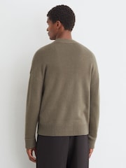 Reiss Sable Green Padstow 100% Cashmere V-Neck Cardigan - Image 5 of 7