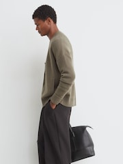 Reiss Sable Green Padstow 100% Cashmere V-Neck Cardigan - Image 6 of 7
