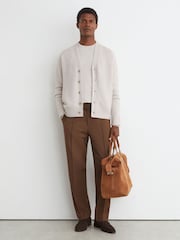 Reiss Parchment Grey Padstow 100% Cashmere V-Neck Cardigan - Image 3 of 7