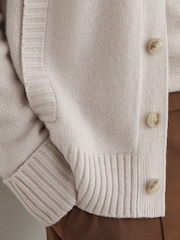 Reiss Parchment Grey Padstow 100% Cashmere V-Neck Cardigan - Image 6 of 7