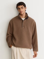 Reiss Waters Monogram Funnel-Neck Half-Button Fleece - Bild 6 von 10