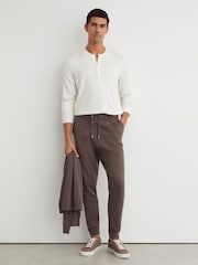 Reiss Ridge Brown Billings Merino Wool-Blend Cuffed Joggers - Image 1 of 6