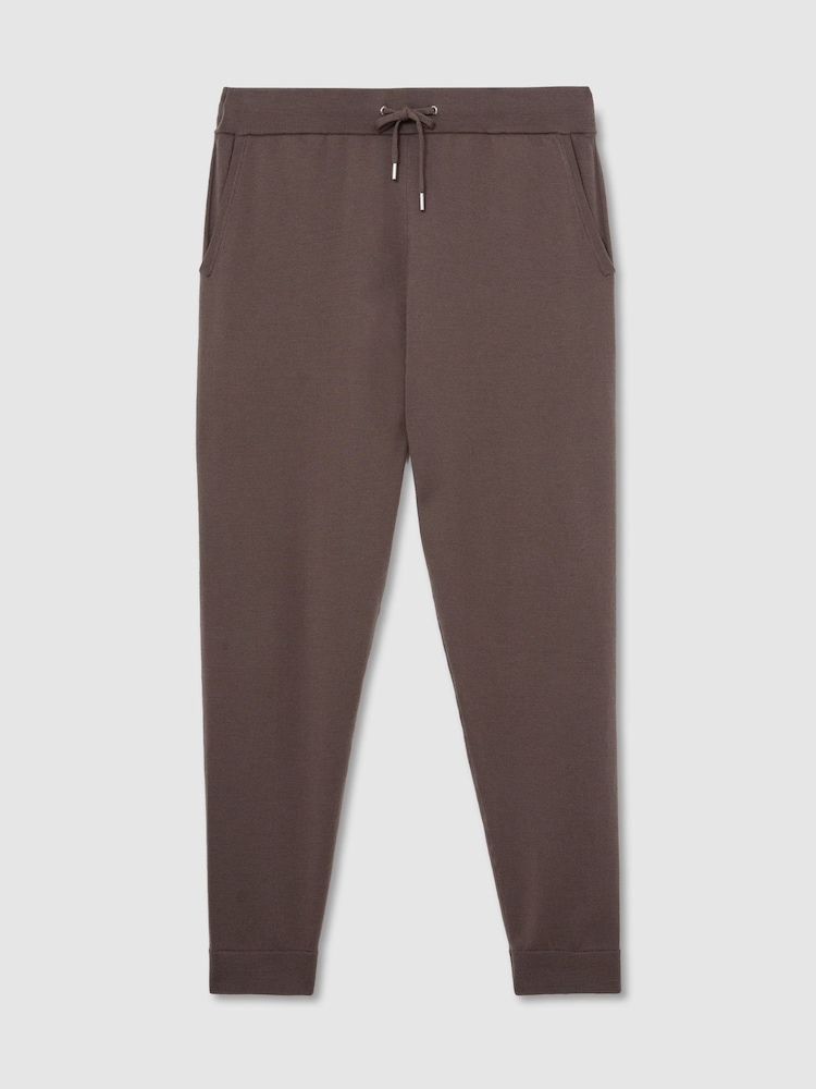 Reiss Ridge Brown Billings Merino Wool-Blend Cuffed Joggers - Image 2 of 6 Reiss Ridge Brown Billings Merino Wool-Blend Cuffed Joggers - Image 2 of 6