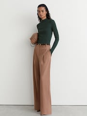 Žalsvai žalia - Reiss Nancy briaunotas megztinis su imitacine apykakle - 3 paveikslėlis iš 7