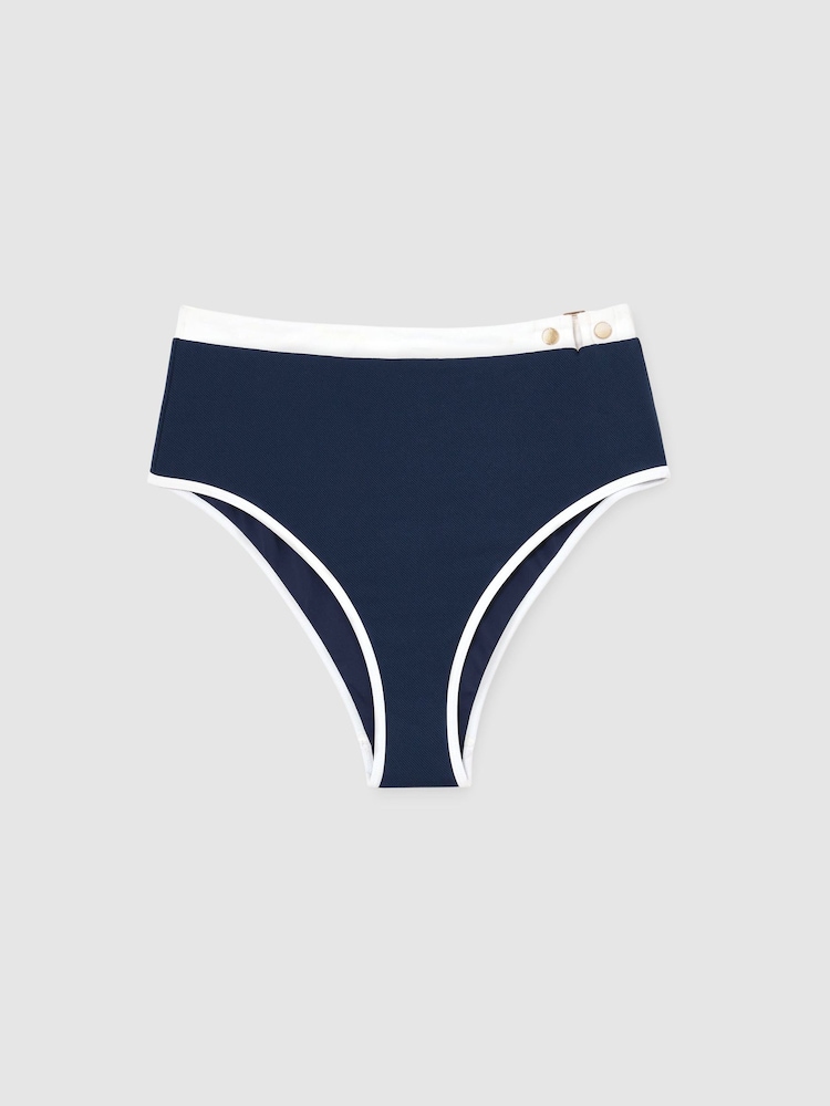 Reiss Bronte Textured Colour-Block Bikini Bottoms - Imagen 2 de 6