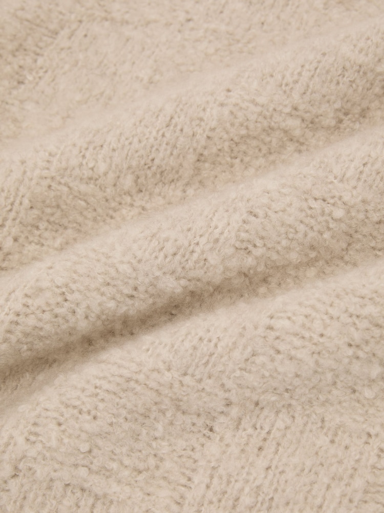 Reiss Ecru Clarence Wool-Cashmere Bouclé Square-Knit Jumper - Image 11 of 11 Reiss Ecru Clarence Wool-Cashmere Bouclé Square-Knit Jumper - Image 11 of 11