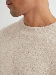 Reiss Ecru Clarence Wool-Cashmere Bouclé Square-Knit Jumper - Image 4 of 7