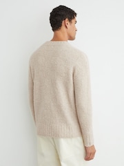 Reiss Ecru Clarence Wool-Cashmere Bouclé Square-Knit Jumper - Image 6 of 7