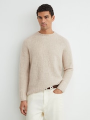 Reiss Ecru Clarence Wool-Cashmere Bouclé Square-Knit Jumper - Image 9 of 11