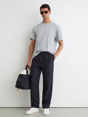 Reiss Light Blue Huxley Cotton Slub Relaxed-Fit T-Shirt - Image 1 of 6