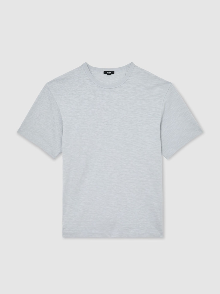 Reiss Light Blue Huxley Cotton Slub Relaxed-Fit T-Shirt - Image 2 of 6 Reiss Light Blue Huxley Cotton Slub Relaxed-Fit T-Shirt - Image 2 of 6