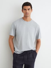 Reiss Light Blue Huxley Cotton Slub Relaxed-Fit T-Shirt - Image 3 of 6